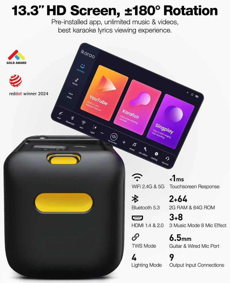 IKARAO Break X1 - Smart Multimedia Speaker with Karaoke